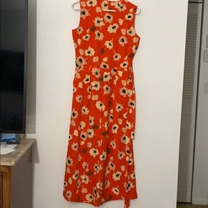 Orange OVERALL Back zipper CROPPED CAPRI ROMPER